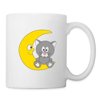 KATZE - MOND - TIER - KIND - BABY - FUN - Tasse - Weiß - Rechts