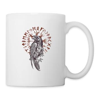 Wikinger-Orbeau-Krähenschädel & Symbol im Hintergrund - Tasse - Weiß - Rechts