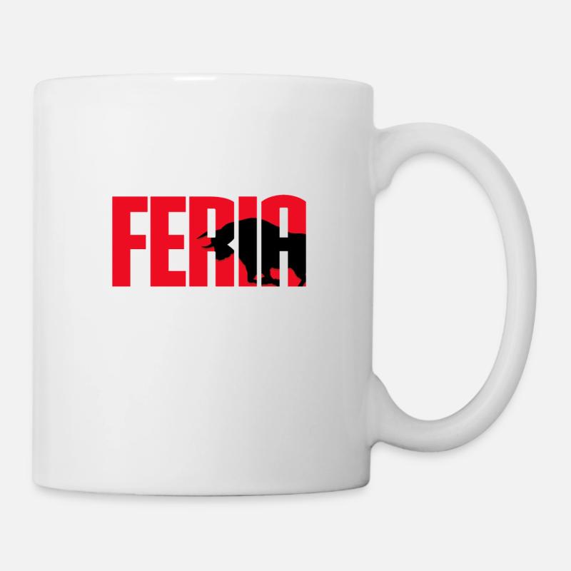 Feria logo noir et rouge taureau - Mug blanc - blanc