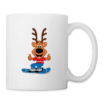 REH - RENTIER - SNOWBOARD - SPORT - TIER - Tasse - Weiß - Rechts