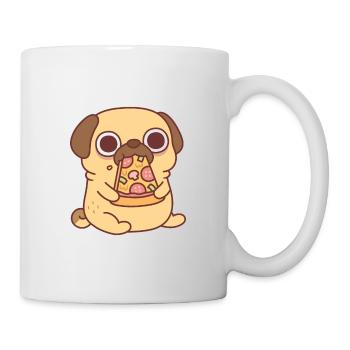 Süßer Mopshund, der ein Stück Pizza isst - Tasse - Weiß - Rechts