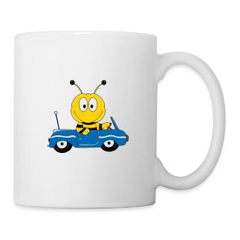 BIENE - AUTO - AUTOFAHRER - CABRIO - TIERISCH - Tasse - Weiß - Rechts