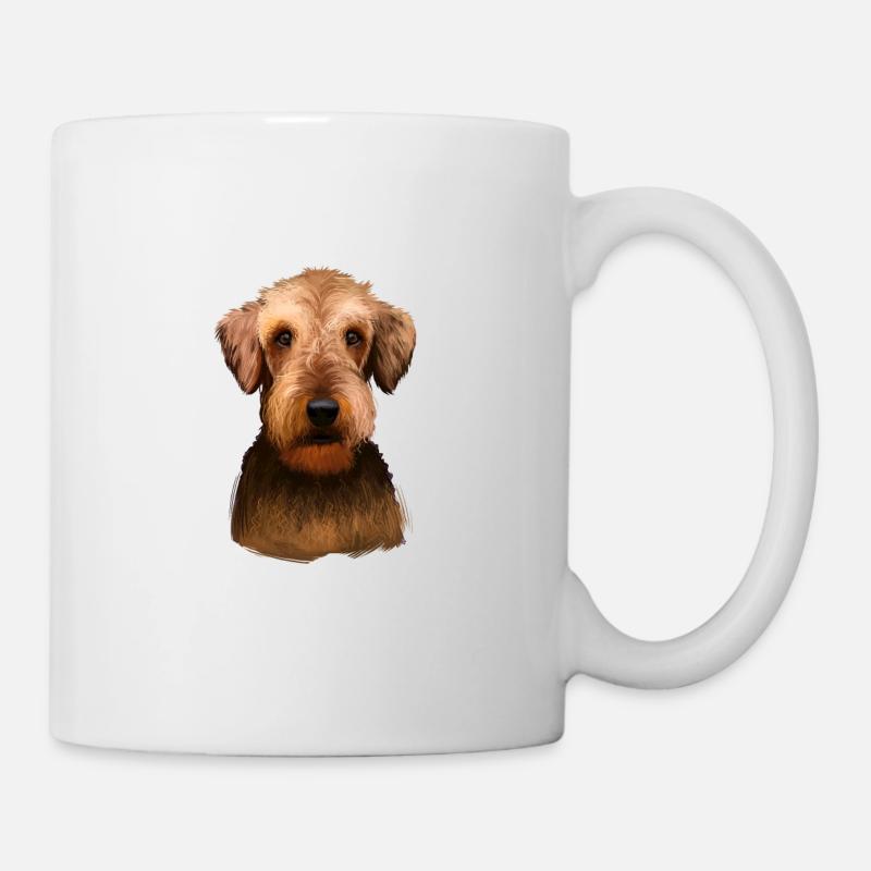 Airedale Terrier Dog Watercolor Illustration - Mug - white