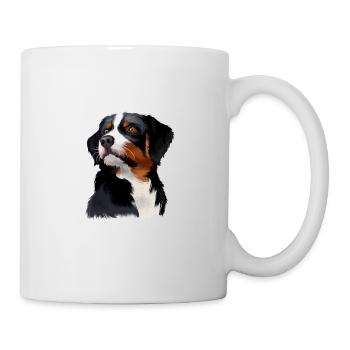 Appenzeller Sennenhund Hunde Aquarell Illustration - Tasse - Weiß - Rechts
