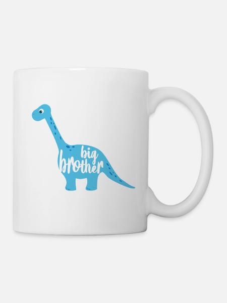 Dino Dinosaurier Langhals blau big brother - Tasse - Weiß