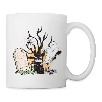Gespenst Friedhof Gruselig Halloween Geschenk - Tasse - Weiß - Rechts