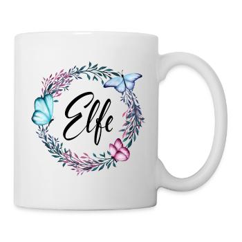 Elfe, name, lettering, flower wreath, gift - Mug - white - Right