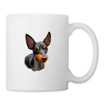 English Toy Terrier Dog Watercolor Illustration - Mug - white - Right