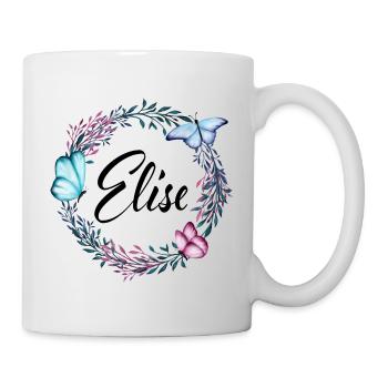 Elise, name, lettering, flower wreath, gift - Mug - white - Right