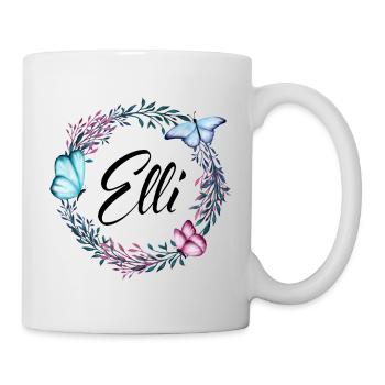 Elli, name, lettering, flower wreath, gift - Mug - white - Right