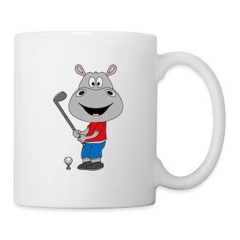 GOLF - GOLFER - GOLFSPIELER - NILPFERD - HIPPO - Tasse - Weiß - Rechts