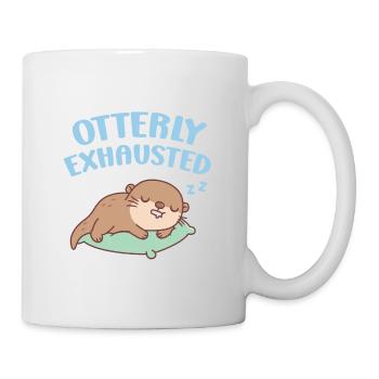 Cute Sleeping Otter Otterly Exhausted Funny Pun - Mug - white - Right