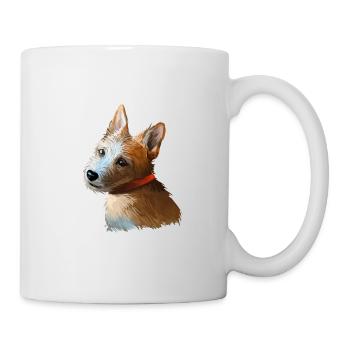 Portugiesischer Podengo Hund Aquarell Illustration - Tasse - Weiß - Rechts