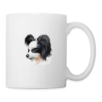 Papillon Dog Aquarelle Art Illustration - Mug blanc - blanc - Droite