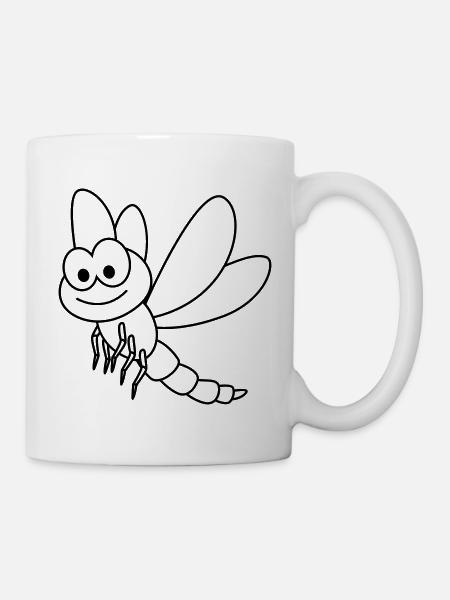 Drachenfliege libelle - Kop/krus - hvid