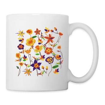 Wildblumenblume Halloween Garten Blumenkunst - Tasse - Weiß - Rechts