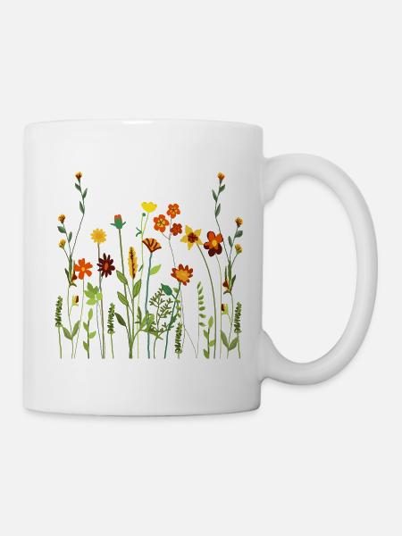 Wildblumenstrauß Halloween Blumenkunst - Tasse - Weiß