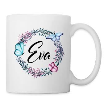Eva, name, lettering, flower wreath, gift - Mug - white - Right