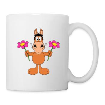 PFERD - PONY - BLUMEN - REITEN - LIEBE - LOVE - Tasse - Weiß - Rechts