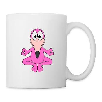 FLAMINGO - YOGA - TIER - VOGEL - TIERISCH - FUN - Tasse - Weiß - Rechts