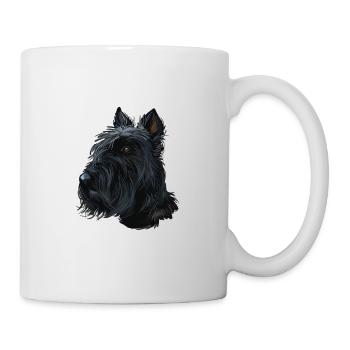 Scottish Terrier Dog Watercolor Illustration - Mug - white - Right