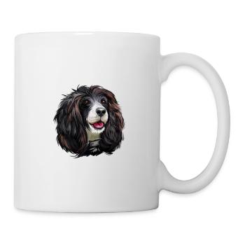 Russischer Spaniel Hund Aquarell Skizze Illustration - Tasse - Weiß - Rechts