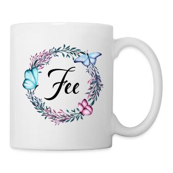 Fee, name, lettering, flower wreath, gift - Mug - white - Right