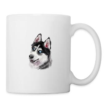 Sibérien Husky Dog Aquarelle Art Illustration - Mug blanc - blanc - Droite