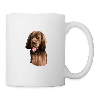 Sussex Spaniel Hund Aquarell Kunst Illustration - Tasse - Weiß - Rechts