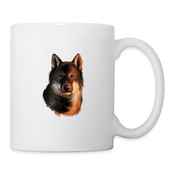 Shikoku Hund Aquarell Skizze Illustration - Tasse - Weiß - Rechts