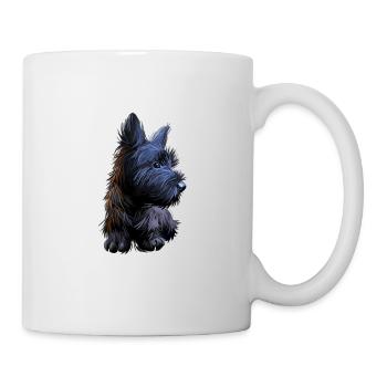Skye Terrier Dog Watercolor Illustration - Mug - white - Right