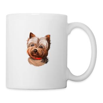 Yorkshire Terrier Dog Watercolor Illustration - Mug - white - Right