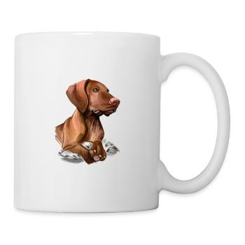 Vizsla Hund Aquarell Farbe Illustration - Tasse - Weiß - Rechts