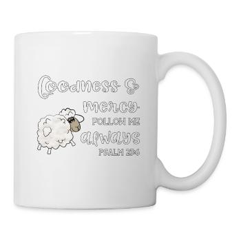Christian Design Goodness and Mercy Psalm 23 - Mug - white - Right