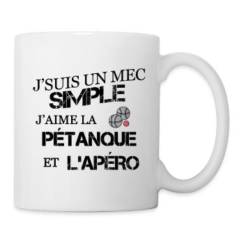 Mec simple humour pétanque - Mug blanc - blanc - Droite
