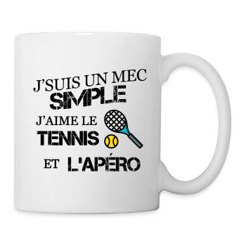 Mec simple humour tennis - Mug blanc - blanc - Droite