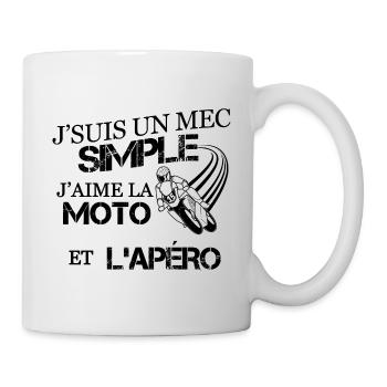 Mec simple humour moto - Mug blanc - blanc - Droite