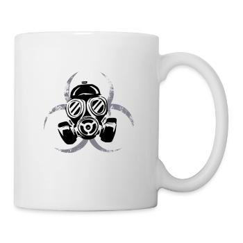 Gas mask / radioactive logo background - Mug - white - Right
