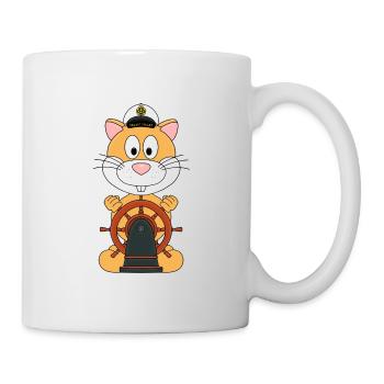 HAMSTER - KAPITÄN - MEER - SEE - SEEFAHRER - BOOT - Tasse - Weiß - Rechts