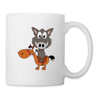 WILDSCHWEIN - PFERD - REITEN - TIERISCH - Tasse - Weiß - Rechts
