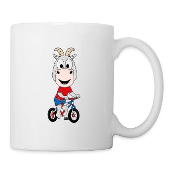 ZIEGE - FAHRRAD - TIER - KIND - BABY - Tasse - Weiß - Rechts