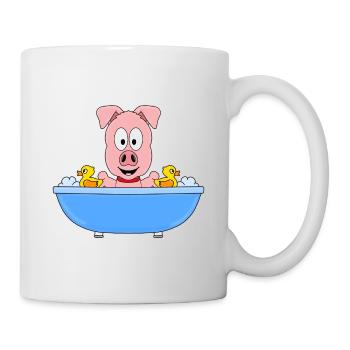 SCHWEIN - BADEWANNE - TIER - KIND - BABY - FUN - Tasse - Weiß - Rechts