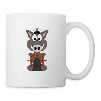 WILDSCHWEIN - KAPITÄN - MEER - SEE - TIER - BOOT - Tasse - Weiß - Rechts