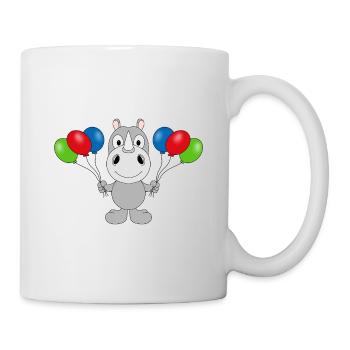 NASHORN - LUFTBALLONS - TIER - KIND - BABY - Tasse - Weiß - Rechts