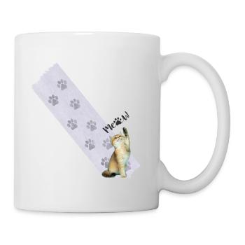 Süße Katze ist übers T-Shirt gelaufen - Tasse - Weiß - Rechts