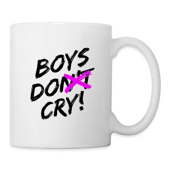 Boys Do Cry! Schwarzes Design - Tasse - Weiß - Rechts