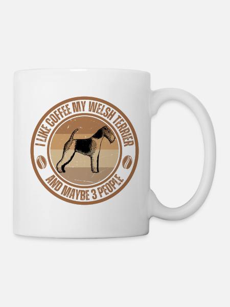 Welsh Terrier Coffee Dog Cafe - Mug blanc - blanc