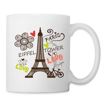Eiffelturm Liebe Paris Fahrrad Herz Pariser - Tasse - Weiß - Rechts