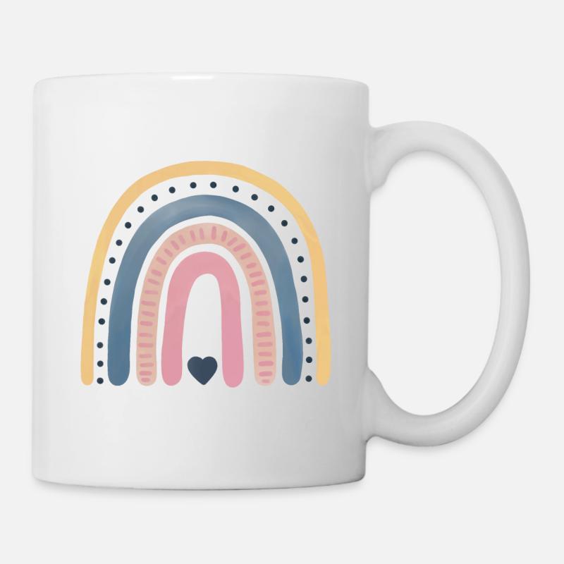Regenbogen mit Herz - Tasse - Weiß