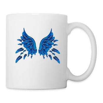 flügel,federn,blaue flügel,feder,malerei - Tasse - Weiß - Rechts